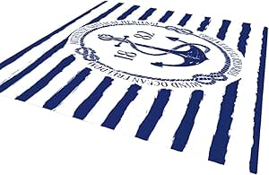 Alfombra para el suelo antideslizante con rayas de color azul marino y