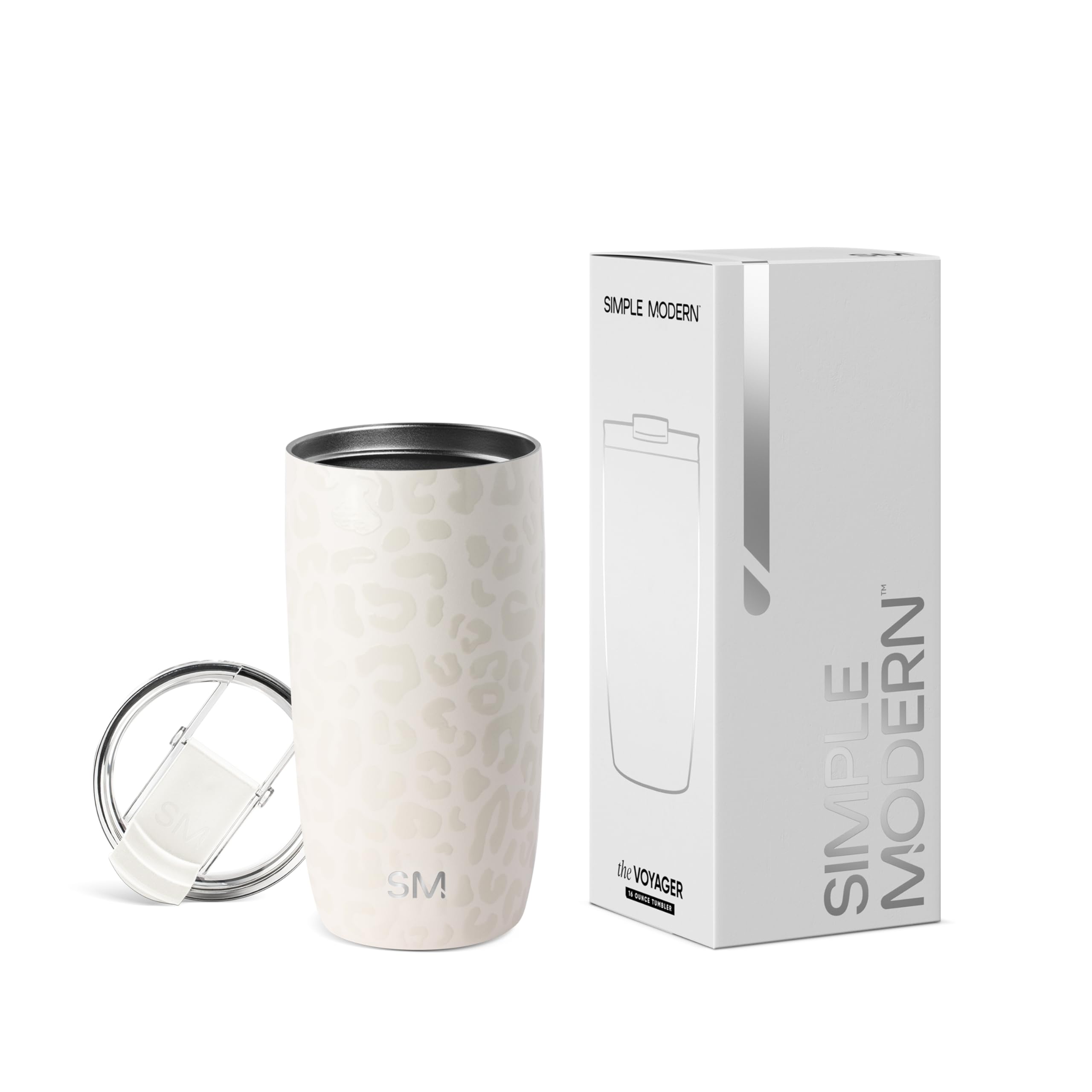 Photo 1 of Simple Modern Travel Coffee Mug Tumbler with Flip Lid | Reusable Insulated Stainless Steel Cold Brew Iced Coffee Cup Thermos | Gifts for Women Men Him Her | Voyager Collection | 16oz | Cream Leopard