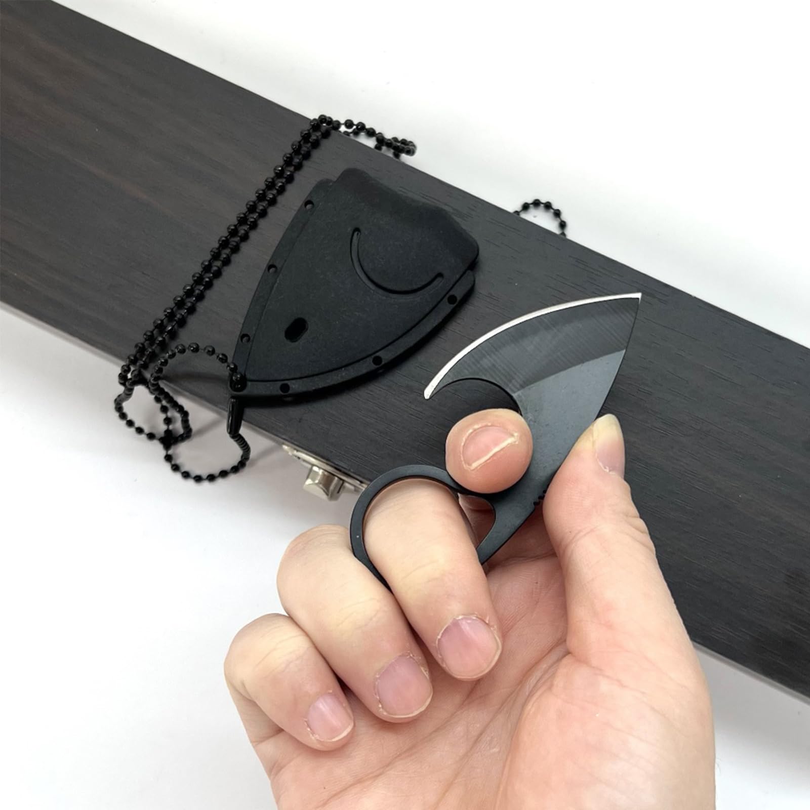 AZHU Neck Knife, Mini Full Tang Tactical Fixed Blade Knife, Small EDC Kinfe, Small Pocket Knife for Every Day Carry, Outdoor Camping, Hiking, Backpacking (Black)