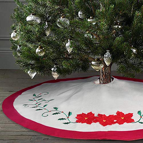 5 Ivenf+Embroidery+Poinsettia+Traditional+Decorations