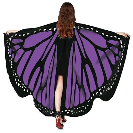Xmiral Frauen Schmetterlingsflügel Schal Schals, Damen Nymphe Pixie Poncho Kostüm Zubehör(Violett)