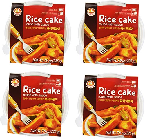 Korean Instant Ddukbokki Samhak Rice Cake Round with Sauce 7.9 Oz : 4 Pack