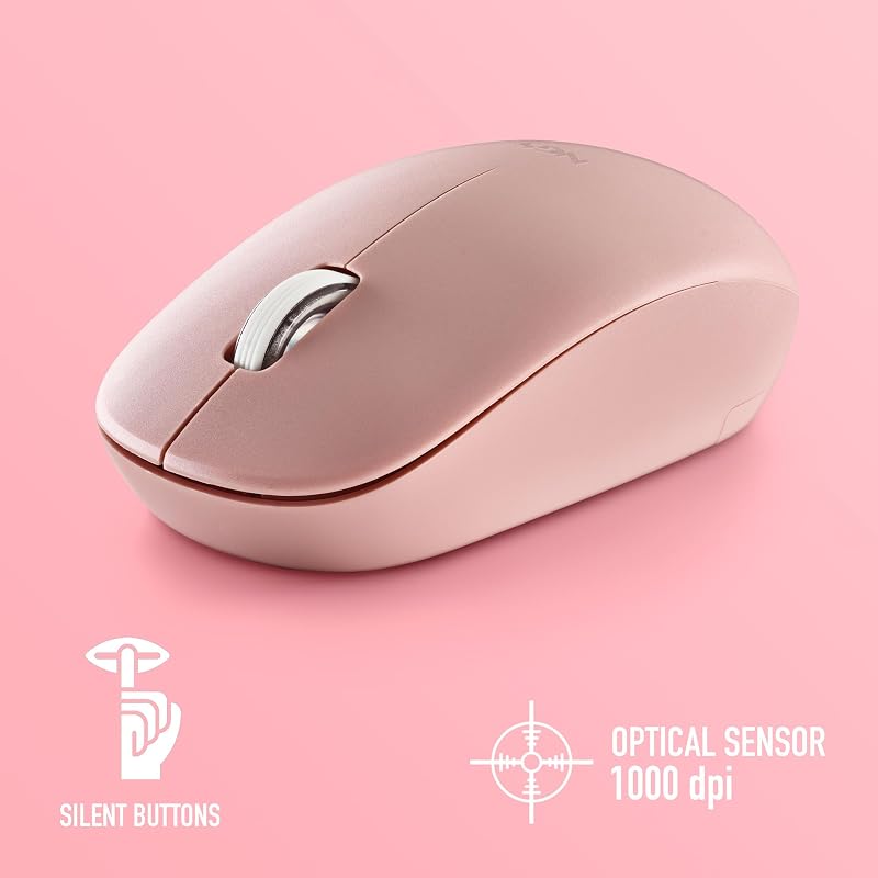 Fog Pro Pink - Ratón Inalámbrico Óptico Silencioso 1000 DPI, Rosa