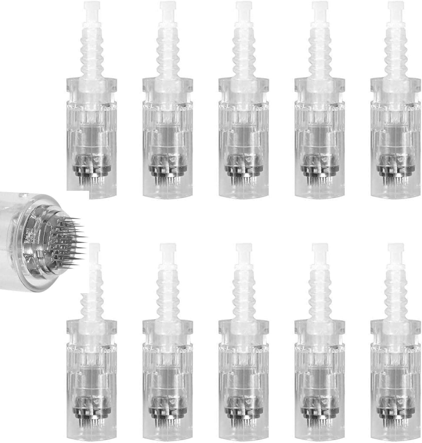 Jadeshay Needle Cartridge, 10 Pieces Needles Cartridges for Electric Car Microneedle Stamp Derma Roller Pen (Size : 36PIN)