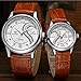 Fq-102 Genuine Leather Strap Romantic Pair His and Hers Wrist Watches Men Women Brown Set of 2