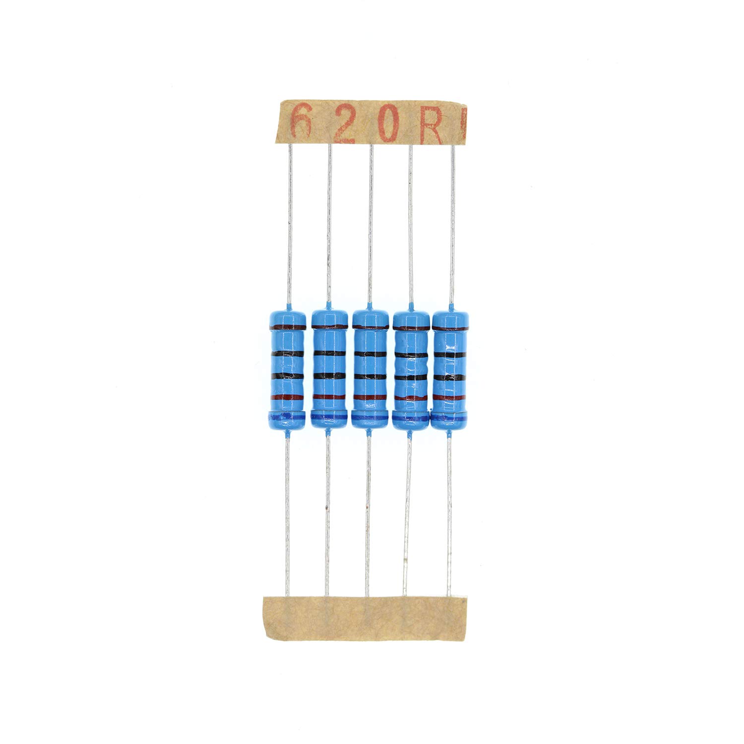 HUABAN 50PCS 2 Watts 2W 620R 620 Ohm 1% Metal Film Resistor