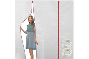 CALPALMY (2-Pack) 4 ft x 7 ft Plastic Zipper Door Dust Protector (Red Zippers) - Heavy-Duty Plastic Sheeting with Zipper Door Dust Protection - Easy to Install and Remove - Includes 3 cm x 10 m Gaffer Tape