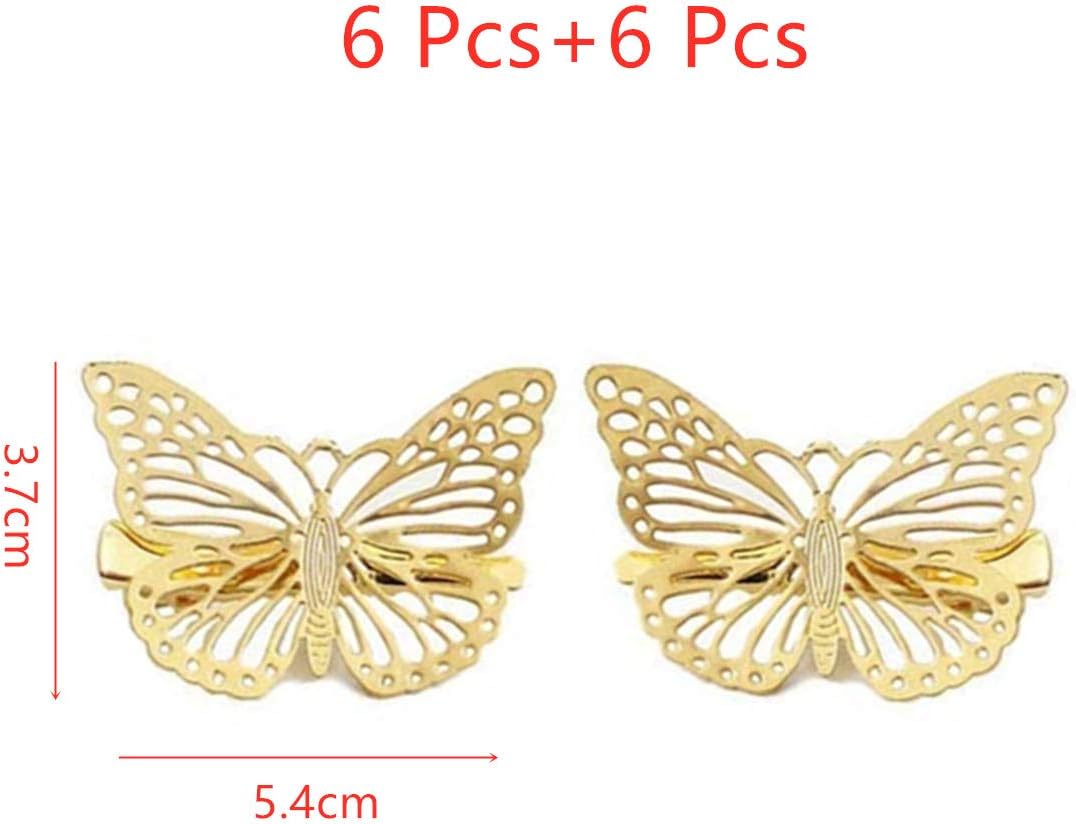 12 Pcs Butterfly Hair Clips, Metal Gold Butterfly Hair Pins Hair Clips Woman Girl Hair Accessories(Right and Left) - Image 4
