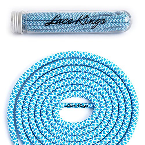 Lace Kings Round Shoelaces (Blue/White - 45in)