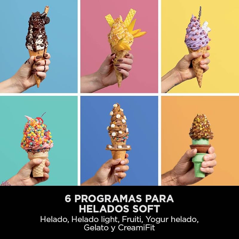 Máquina de gelados CREAMi Scoop & Swirl e máquina de iogurte gelado com 2 recipientes, 13 funções, prepara gelado, gelado cremoso, gelado, sorvete, batido e mais, opção de extras, prata, NC701EU