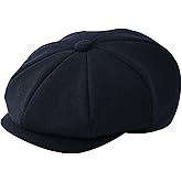 JANGOUL Men Wool Blend 8 Panel Newsboy Cap Tweed Cabbie Hat Snap Brim