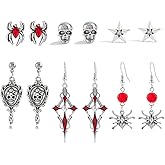 ALRNBY Halloween Earrings Set for Women 6 Pairs Earrings Dainty Trendy Punk Earring Halloween Costume Festival Grunge Gothic Jewelry