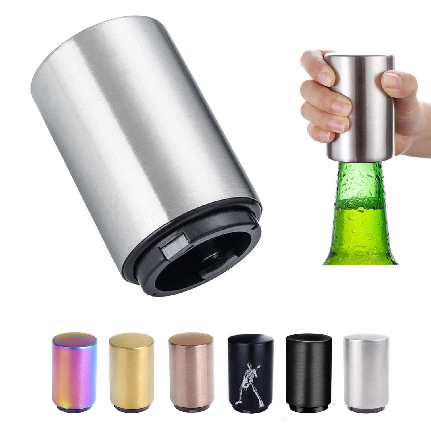 Push Down Bottle Opener,Magnetic Beer Bottle Opener,Press Down Automatic Bottle Opener,Magnet Beer Cola Soda Crown Cap Top Bottle Opener Tool Kitchen Gadgets Accessories Gifts for Men