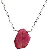 Gempires Natural Raw Ruby Crystal Pendant Necklace July Birthstone Handmade Jewelry Hypoallergenic 18 Inch Silver Plated Pink Gemstone Healing Crystal Necklaces