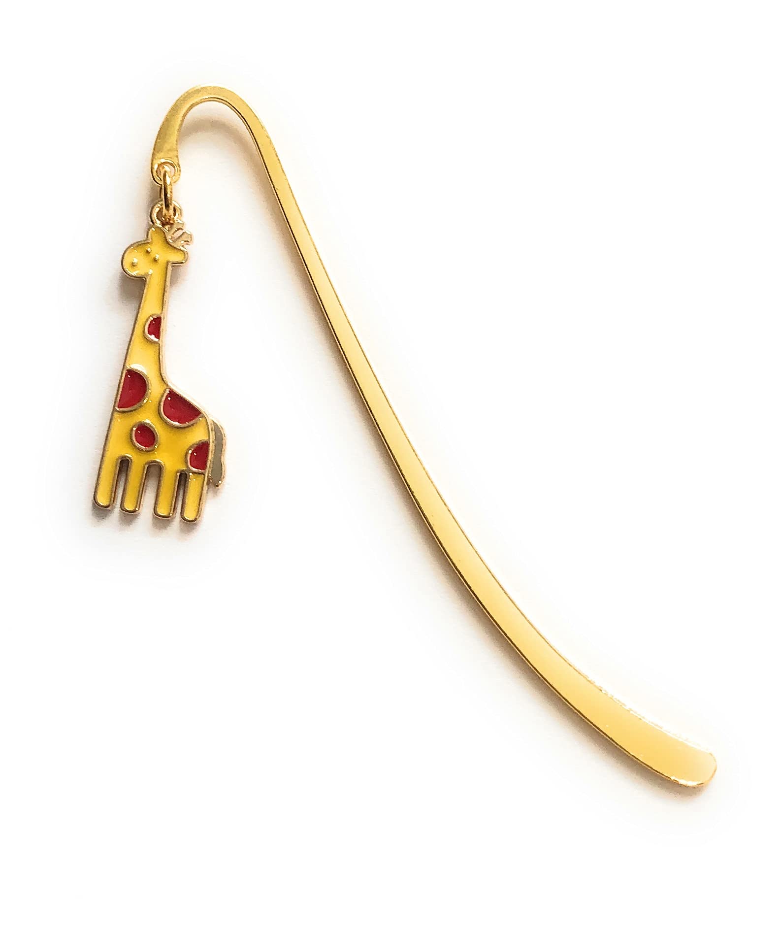 FizzyButton Gifts Gold Tone Giraffe Mini Bookmark with Enamel Charm in Gift Bag