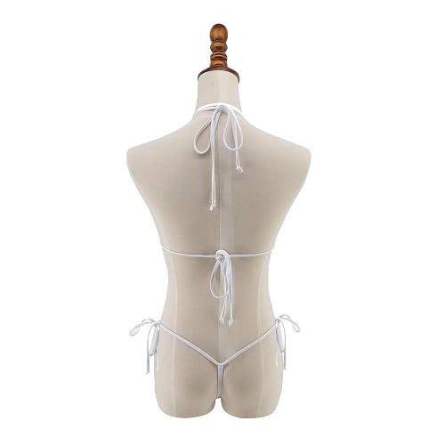 SHERRYLO Extrem Durchsichtiger Micro-Bikini - Bandeau-Oberteil & Brasilianischer Tanga, Aus Mesh (Einheitsgröße)