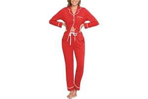 Veseacky 100% Cotton Pajamas for Women Set Long Sleeve Button Down Sleepwear Soft Pjs Lounge Sets with Pockets XS-XXL