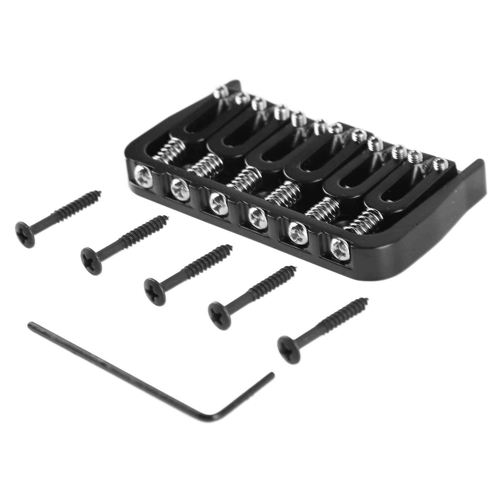 Electric Guitar Fixed Bridge, Metal Adjustable Professional Guitar Fixed Bridge Replacement (Black with Silver Screws) Performance Accessories