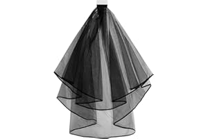 KORTY 2 Tier Ribbon Edge Center Cascade Bridal Veil with Comb for Bachelorette Party