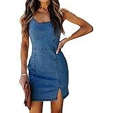 Denim Dress for Women 2025 Sexy Sleeveless Bodycon Split Mini Short Jean Dresses