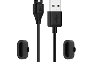 QHBAMD Compatible with Garmin Forerunner 45/45S/55/158 Charger Cable,Replacement Charging Cable USB A 3.3ft/1M,Black Silicone Charger Port Protector Anti Dust Plug