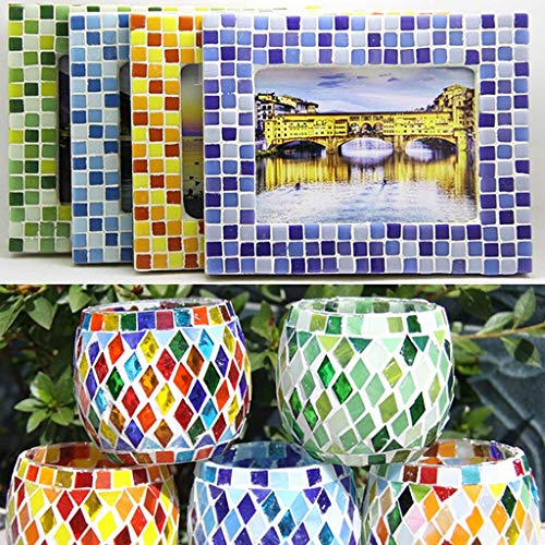 70 Pieces Stained Glass Mosaic Tiles Fit for Mosaic Making Crafts Supplies 10x40mm