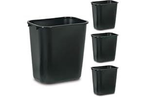 Rubbermaid Commercial Products Wastebasket/Trash Can, 7-Gallon/28-Quart, Black, Plastic, for Bedroom/Bathroom/Office, Fits Un