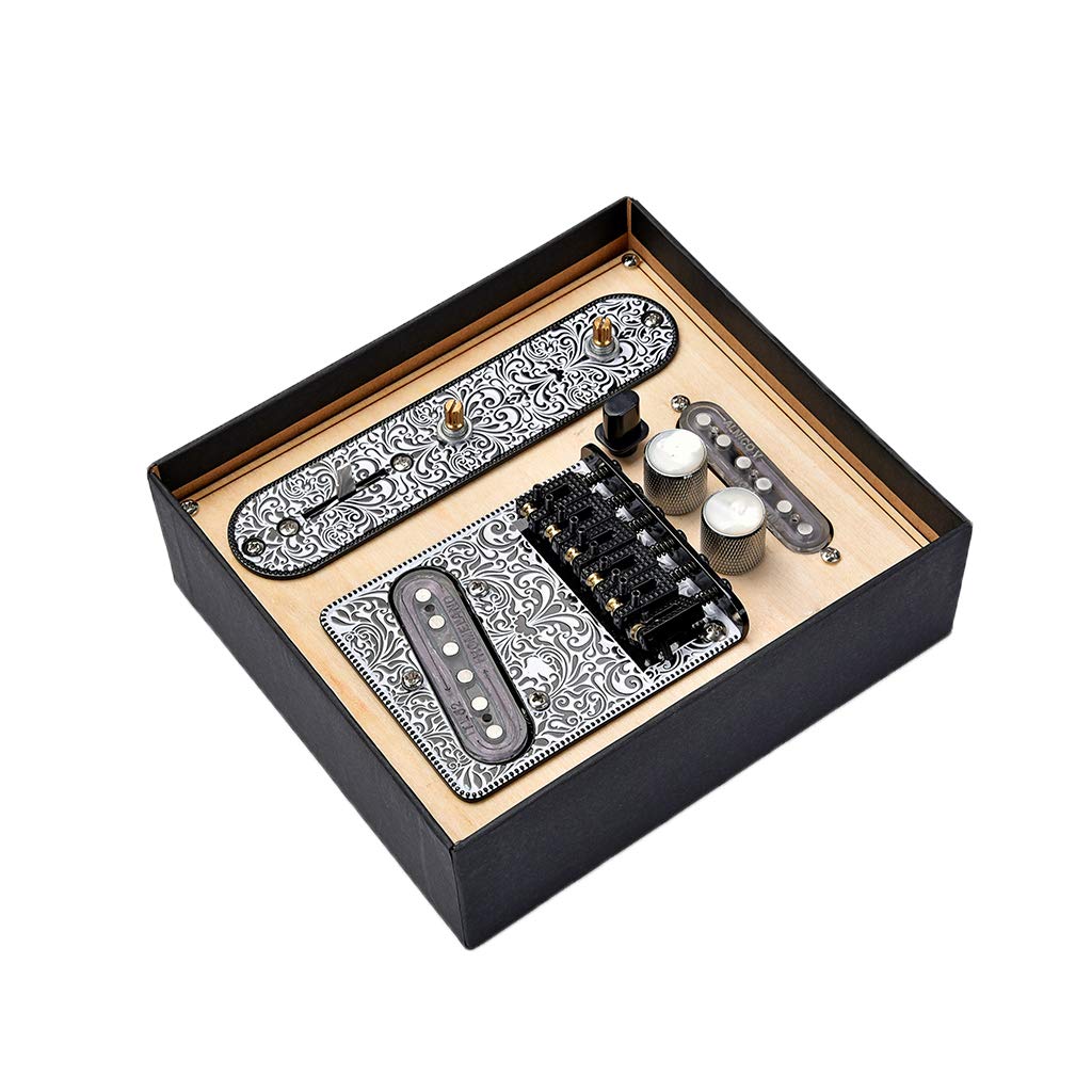 Alnicov Black 3 Way Prewired Control Plate Bridge For Telecaster Electric Guitar - White