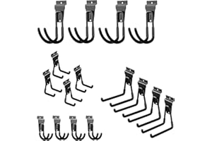 PYBTOOL Slat Wall Hanging Hooks, Slatwall Accessories, Slatwall Hooks Assortment, Slat Wall Accessories, Heavy Duty Garage Slatwall Hooks and Hangers,16Pack(Black)