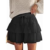 JEKAOYI Shorts for Women Ruffled Tiered Pleated Mini Skirts Boho High Waist Flowy Comfy Tennis Golf Skorts