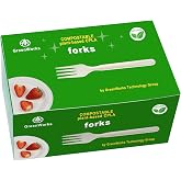 GreenWorks Heavy-duty Compostable Forks, BPI Certified 100 Count Large Disposable Cutlery Utensils Silverware Flatware Fork
