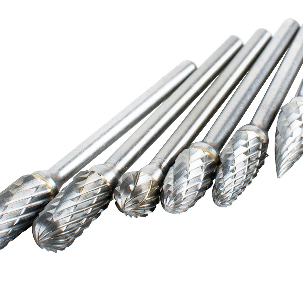 Ovovo 10 pcs Double Cut Tungsten Carbide Rotary Burr SET 1/8（3mm）for Grinder Drill DIY Wood Metal Carving Engraving Drilling