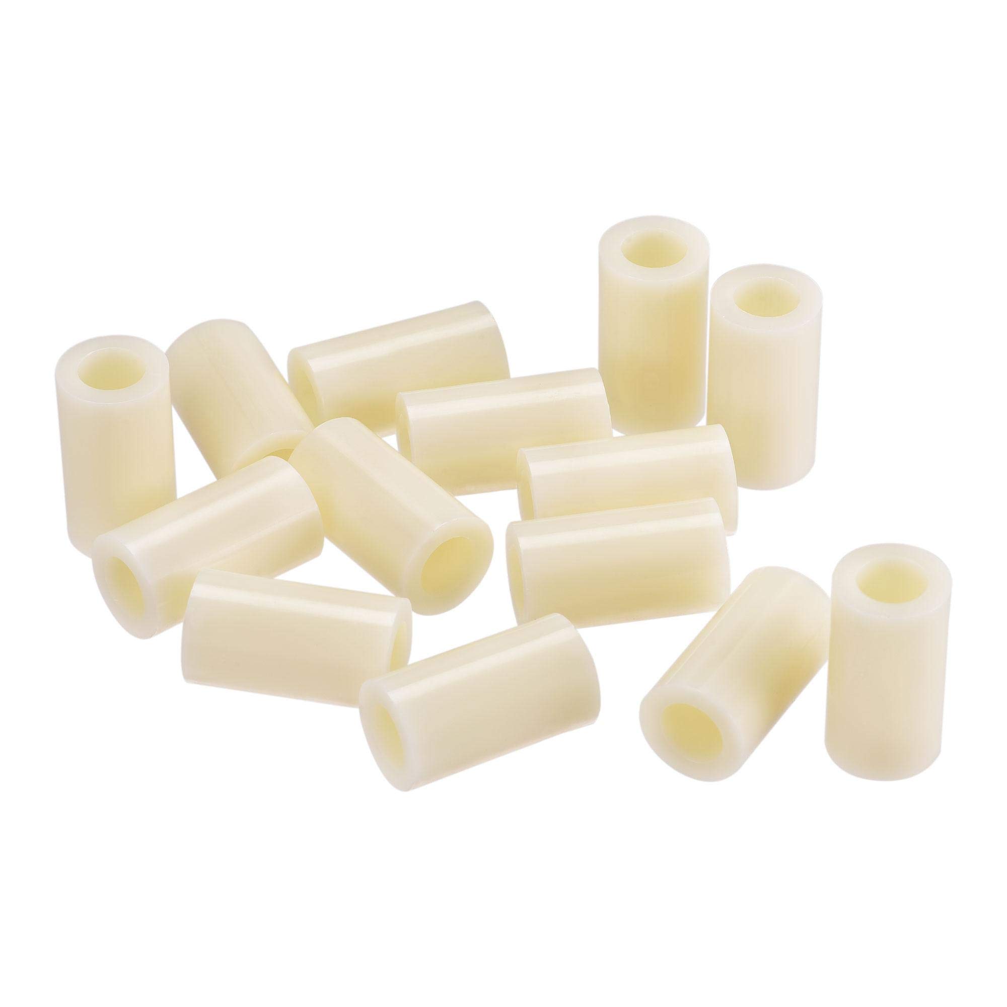 sourcing map ABS Round Spacer Washer ID 8.2mm OD 14mm Length 25mm Plastic Standoff for 3D Printer, TV Wall Mounting, Electrical Outlet, Beige, 50Pcs
