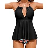 DaiLiWei Women Tankini Swimsuits Tummy Control Full Coverage Bathing Suit Modest High Waisted Swim Suits Plus Size Bikini