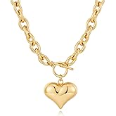 HESSAWELL Gold Siver Heart Necklace for Women Trendy Chunky Choker Necklaces Jewelry for Women