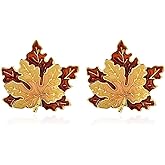 Maple Leaf Clip On Earrings for Women Autumn Fall Earrings Non Pierced Dangle Leaf Earring Thanksgiving Outfit Holiday Jewelry