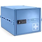 Lockabox One&trade; 10L Medication Lock Box and Medicine Storage Box (Medi Blue) | Medicine lock box. Lock box for medication and pills. 12.2 x 8.3 x 6.7 in. 3-digit lock. Medical-grade polycarbonate body.