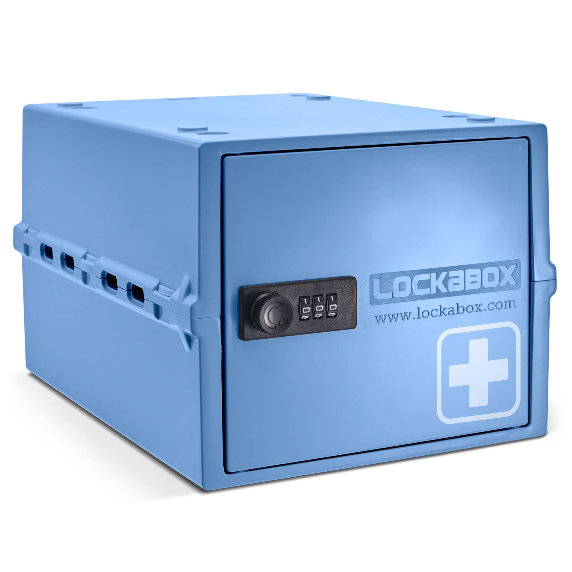 Lockabox One™ | Premium Lockable Medicine Box (10L) | Lightweight & Hygienic Medicine Lock Box | Made In Britain | External Size 31 x 21 x 17 cm (Medi Blue)