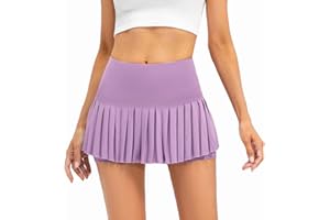 XNMAYA Women Pleated Tennis Skirt High Waisted Golf Athletic Skort Mini Skirts with Shorts Pockets Workout Running Apparel