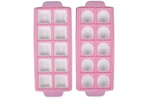 KRISMYA Ravioli Maker Set - 2 Pcs Mold Tray With Large Cutter and Press - Round and Square Stamp