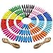 【150 Pieces】 Wooden Clips,MCIRCO Mini Colored Natural Wooden Clothespins Photo Paper Peg Pin Craft Clips with Jute Twine