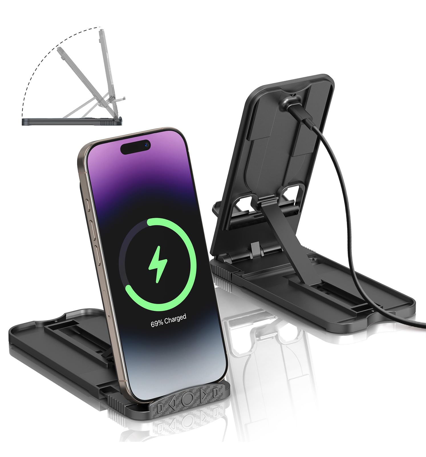 Photo 1 of 2 Packs 15W Fast Wireless Phone Charger, Foldable Cell Phone Wireless Charging Station Compatible with iPhone 16 15 14 13 12 11 Pro Xs Xs Max Xr X 8 Series,Ultra Thin(No AC Adapter&Type C Cable)