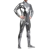 Seeksmile Unisex Metallic Bodysuit Zentai without Hood Adult Shiny One Piece Spandex Body Suit Halloween Costume