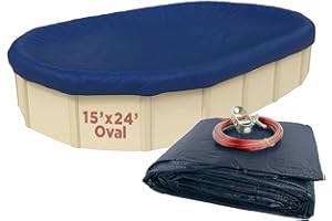 Buffalo Blizzard Deluxe Plus 15 ft x 24 ft Oval Winter Pool Cover | Blue/Black | for Above Ground Swimming Pools | Easy to Install | Heavy Duty, Cold & UV Resistant | Shields from Seasonal Debris