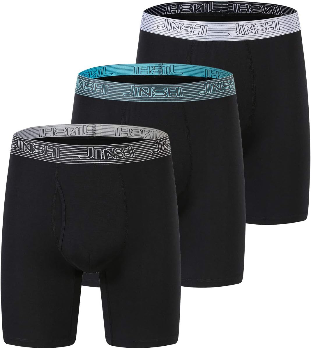 JINSHI Men's Underwear Comfort Soft Bamboo Long Boxer Briefs