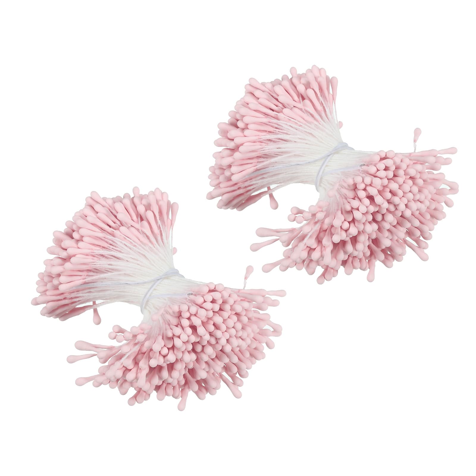 PATIKIL 2mm Double Heads Flower Stamen, 700 Pcs Artificial Flower Stamen Pistil Matt Pearl Floral Stamen for DIY Christmas Card Wedding Decor, Light Pink