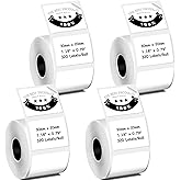 Thermal Labels Compatible with Phomemo M100/M110/M150/M221/M220/M120/M200/M250 Label Printer,1.18" x 0.79" (30x20mm), 320 Labels/Roll, Black on White,4 Rolls
