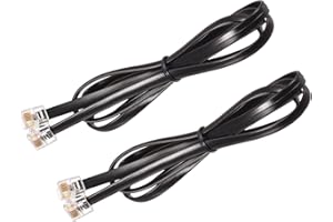 Phone Extension Cord 3.28FT Telephone Cable Phone Line Cord RJ11 6P6C Plugs, Male to Male for Phones and Fax Black 2pcs