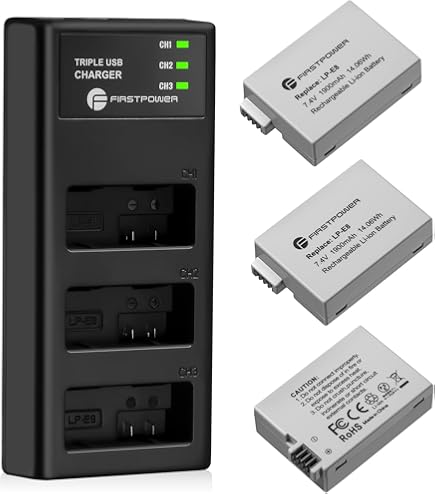 Amazon.com : FirstPower LP-E5 Battery 3-Pack 1900mAh with Triple