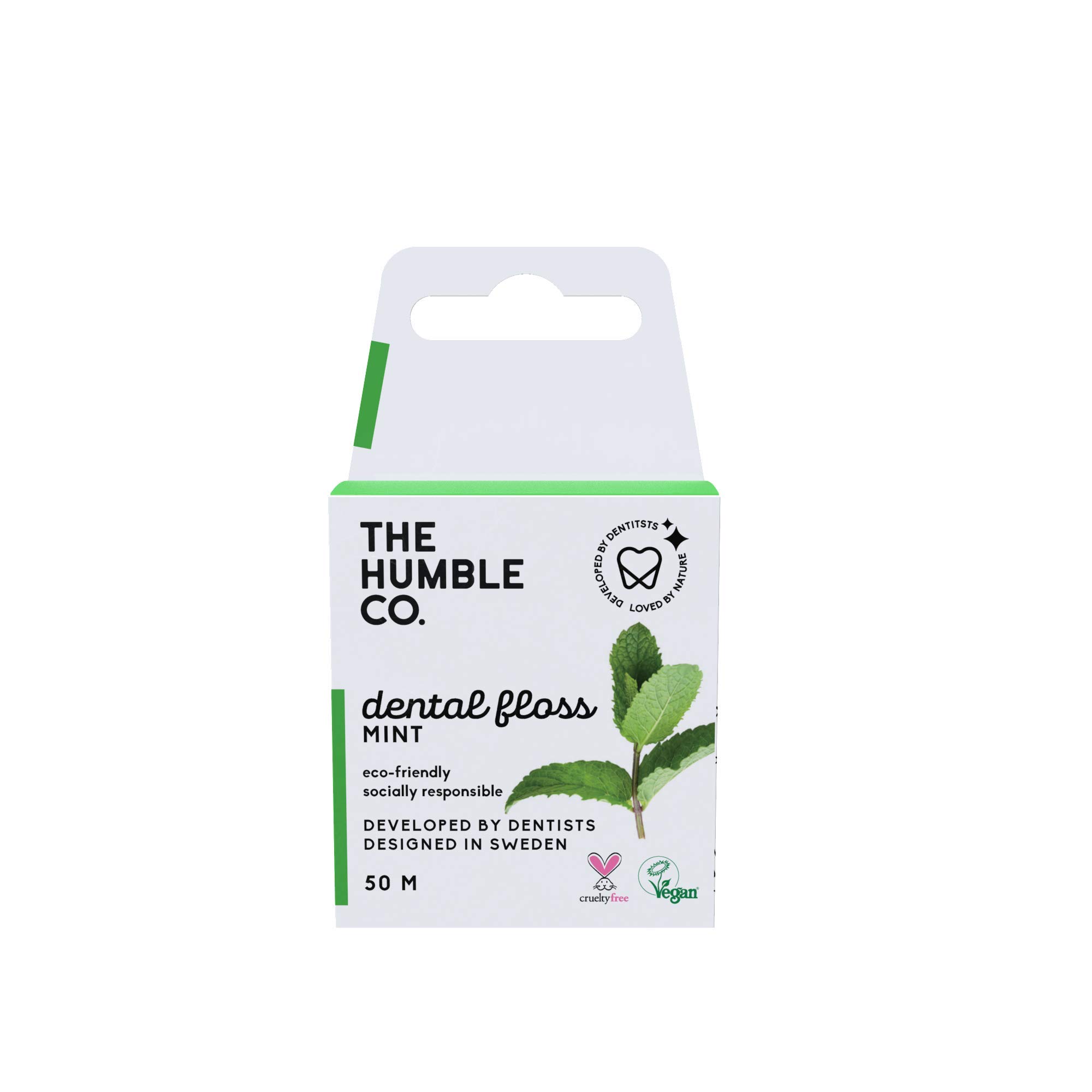 THE HUMBLE CO. - Dental Floss - Fresh Mint - Developed by Dentists - Designed in Sweden - Teeth Cleaning - Sustainable & Reusable - Vegan & Cruelty-Free - Eco-Friendly Packaging - 50 m